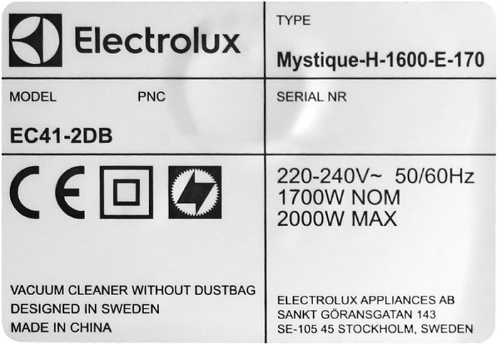 Máy hút bụi Electrolux 2000W EC41-2DB