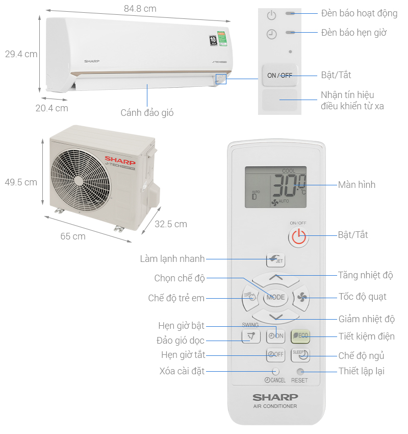 Máy lạnh Sharp Inverter 1 HP AH-X10CEWC