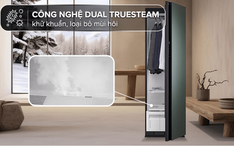 tu cham soc quan ao thong minh lg sc5mnr4g styler 5 moc mau xanh la cay hinh3 1