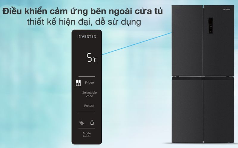 Điều khiển cảm ứng, đèn LED chiếu sáng sử dụng tủ lạnh Hitachi đơn giản, tiện lợi