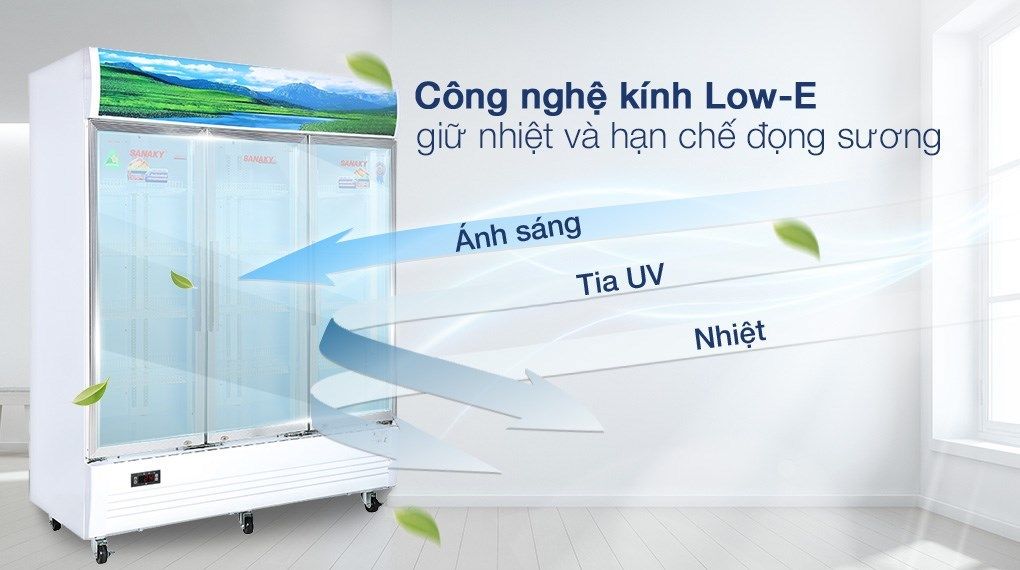 Cửa kính chịu lực 2 lớp bền chắc, công nghệ Low-E ổn định độ lạnh trong tủ