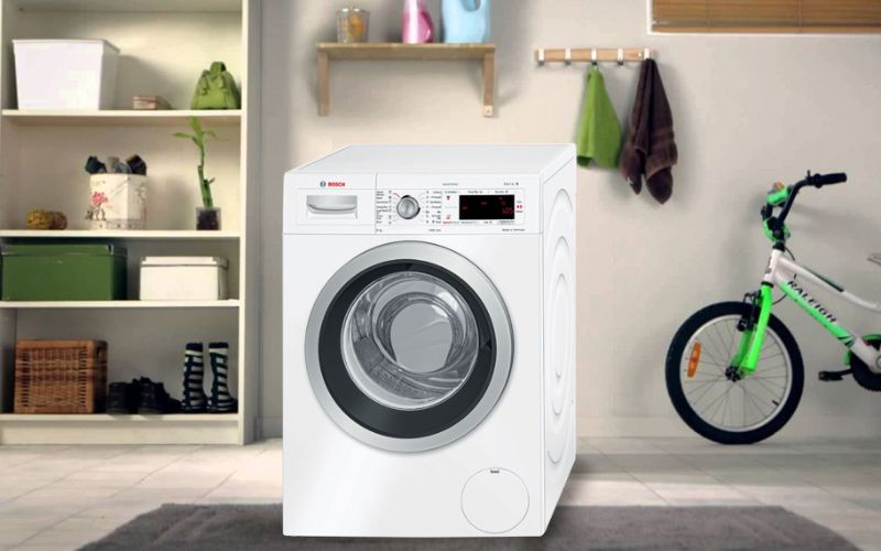 Chiếc máy giặt lồng ngang Bosch giúp không gian giặt sấy hiện đại, tiện nghi hơn