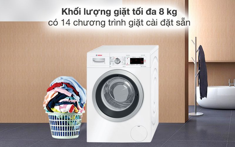 Khối lượng giặt 8Kg, 14 chương trình giặt giặt giũ thoải mái, tiện nghi hơn