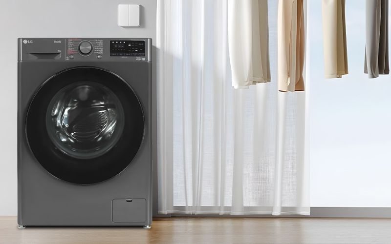 Chiếc máy giặt lồng ngang LG bền đẹp hài hòa với mọi không gian lắp đặt