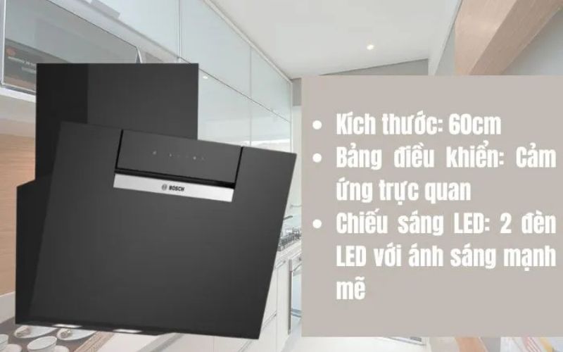 Chiếc máy hút mùi Bosch hiện đại cho gian bếp sang trọng, có tính thẩm mỹ cao