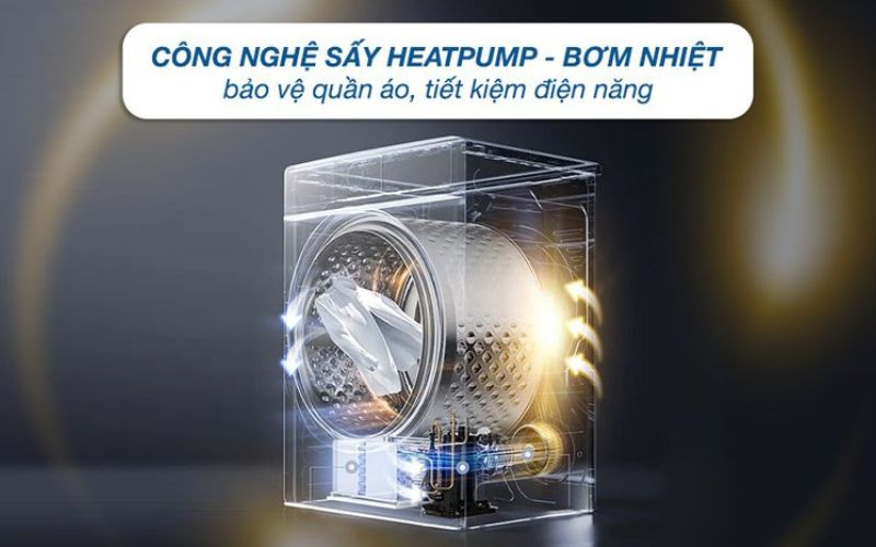 Cơ chế sấy bơm nhiệt, công nghệ Inverter tiết kiệm đến 60% điện năng
