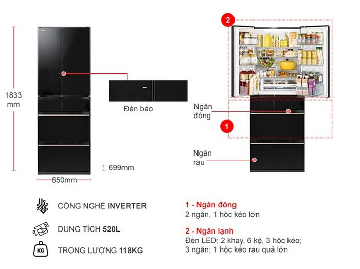 tu lanh hitachi r hw540rv xk tong quan