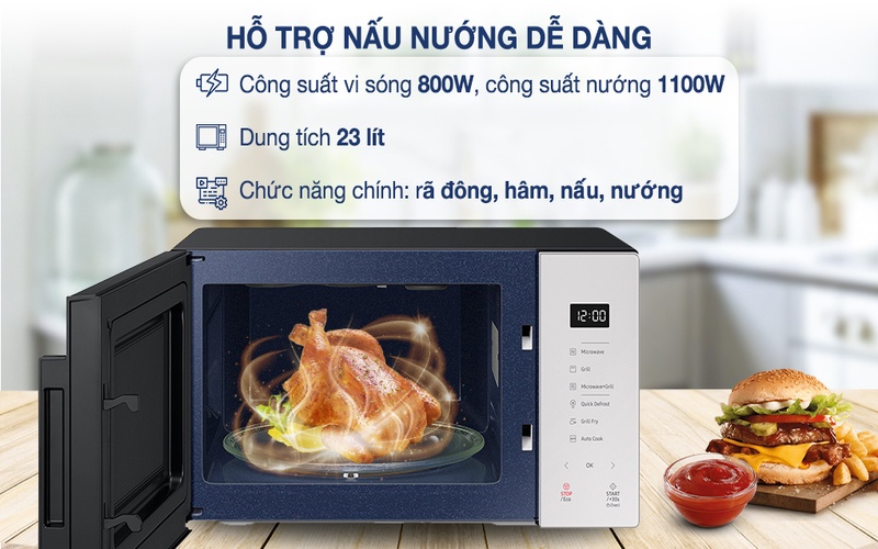 Dung tích 23 lít, công suất mạnh mẽ nấu nướng nhanh chóng hơn
