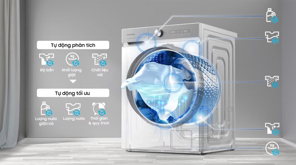 Cảm biến AI Wash, AI Dispenser tối ưu chi phí nước, bột giặt và cả thời gian