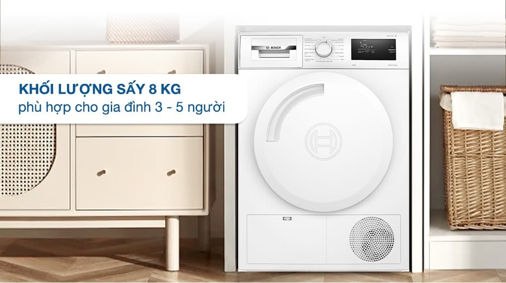 Sức chứa lớn, 15 chương trình sấy tự động sấy khô quần áo mọi nhà