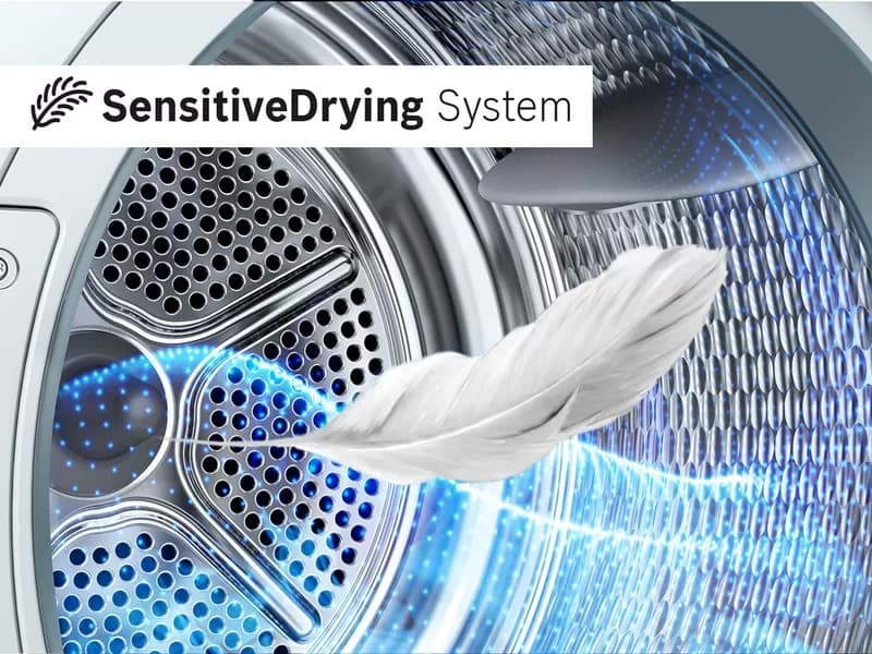 Công nghệ Sensitive Drying System sấy khô quần áo nhẹ nhàng, mềm mại, chống nhăn