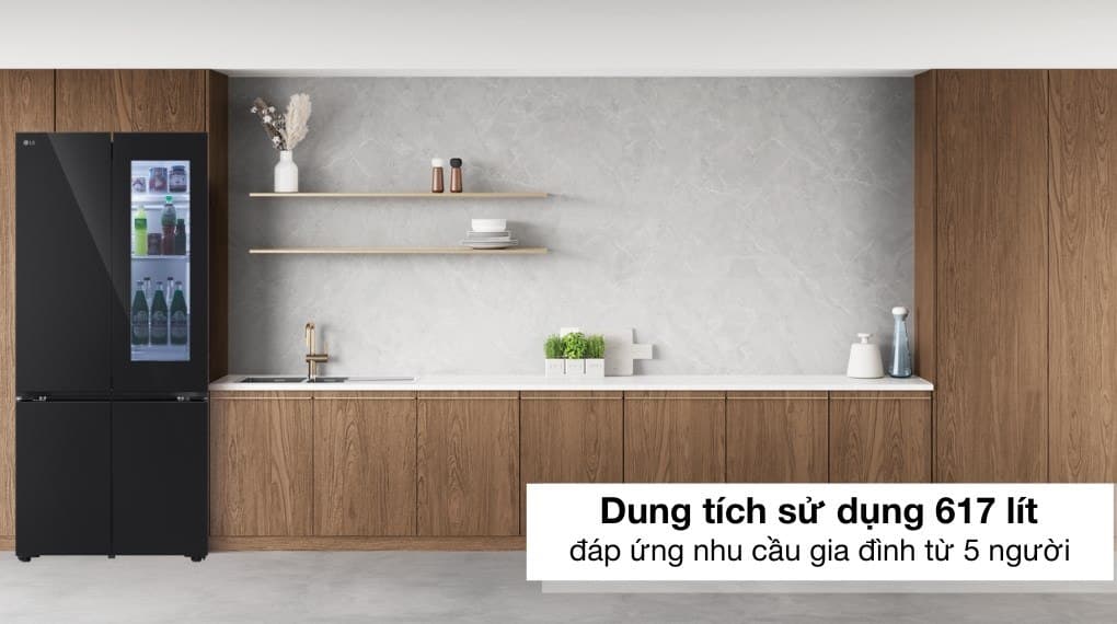Dung tích 617 lít đáp ứng tốt nhu cầu sử dụng mỗi ngày của gia đình