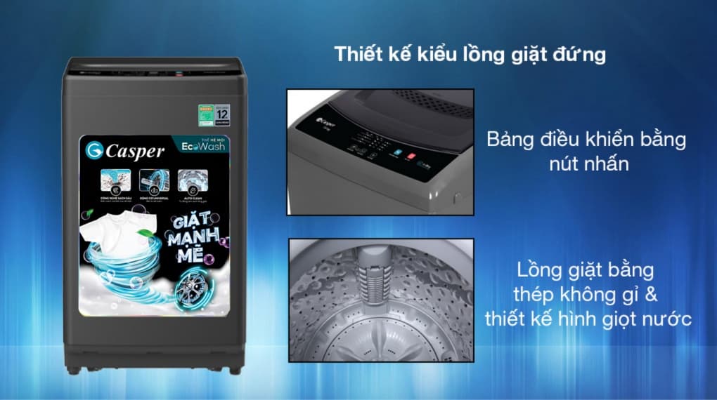 Chiếc máy giặt lồng đứng tiện lợi sang trọng, nâng tầm mọi không gian nội thất