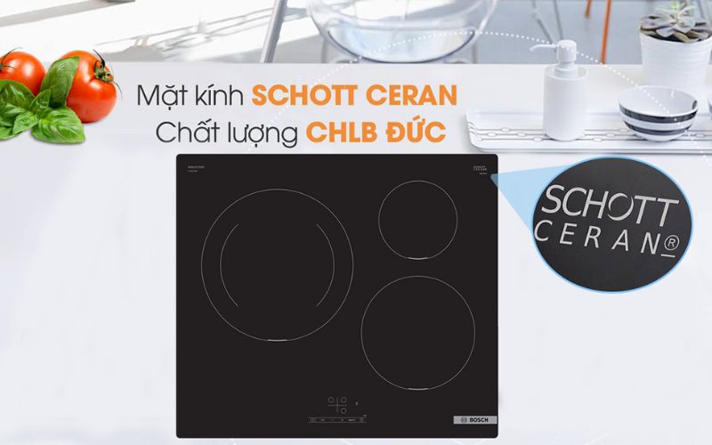 Mặt bếp bo tròn tinh tế, mặt kính Schott Ceran cao cấp điểm nhấn cho gian bếp