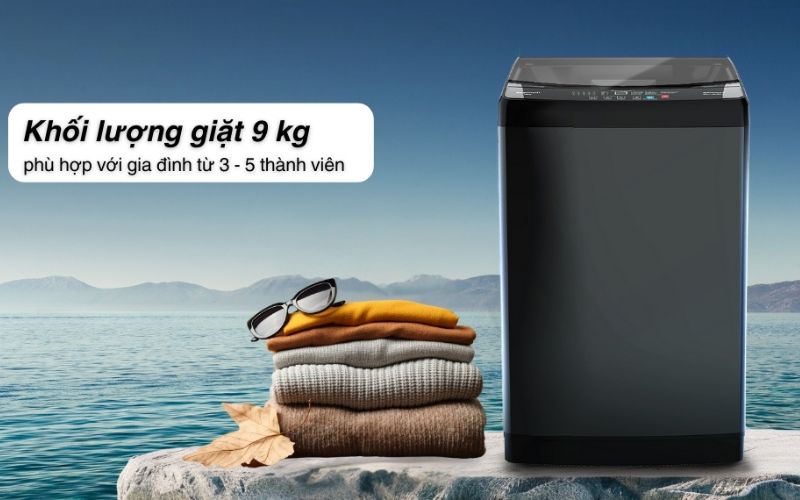 Khối lượng giặt 9Kg, 10 chương trình đa năng giặt giũ đơn giản, thông minh