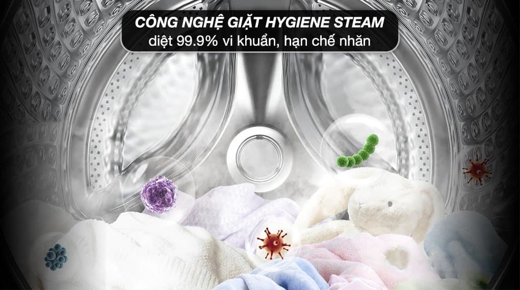 Công nghệ giặt hơi nước nóng Hygiene Steam an toàn hơn cho sức khỏe làn da
