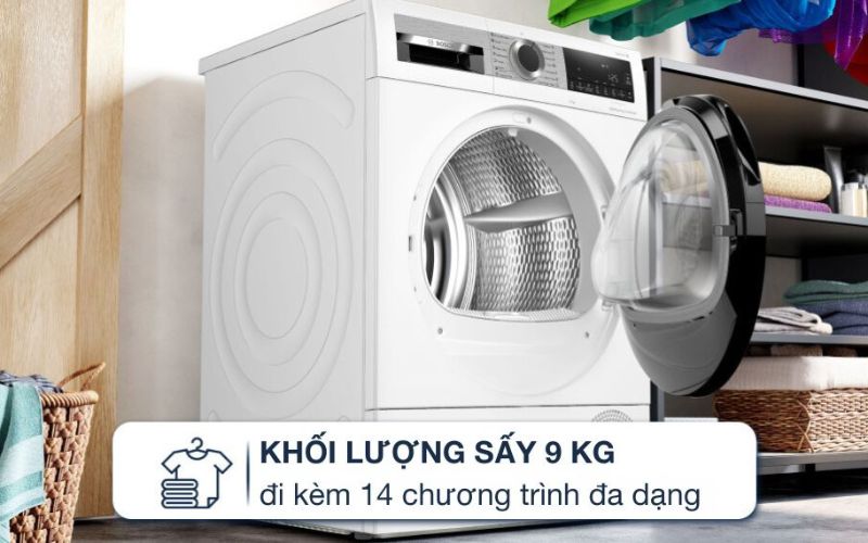 Khả năng sấy lớn, 14 chương trình tiện ích đáp ứng mọi nhu cầu sấy khô đồ