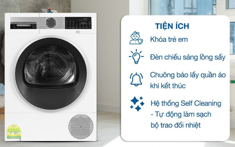 Các tiện ích nổi bật tăng cường trải nghiệm giặt sấy