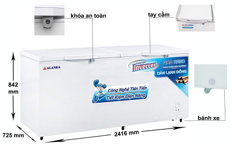Tủ đông Alaska 3 cửa Inverter 1100 Lít HB-1100CI Tủ đông Alaska 3 cửa Inverter 1100 Lít HB-1100CI