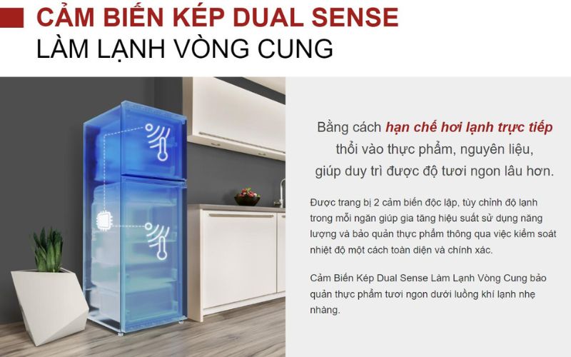 Cảm biến kép Dual Sense duy trì độ tươi ngon thực phẩm lâu dài