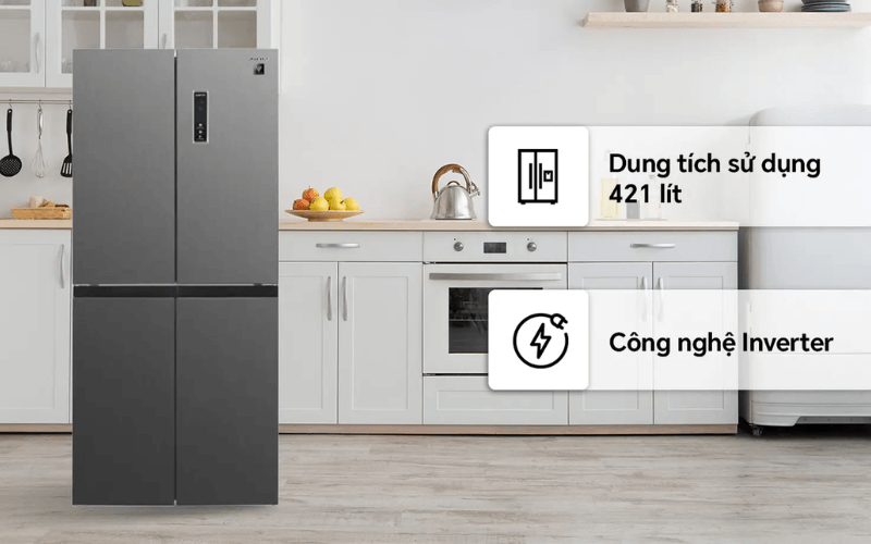 tu lanh sharp inverter multi door 421 lit sj fxp510vg mg hinh 1 1