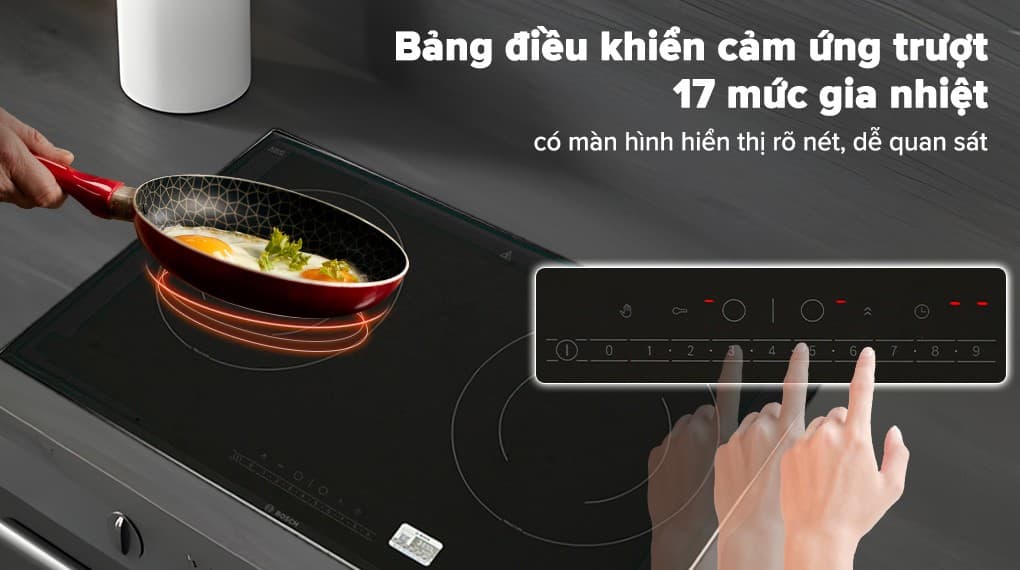 Bảng điều khiển cảm ứng trượt 17 mức nhiệt thao tác nấu đơn giản hơn