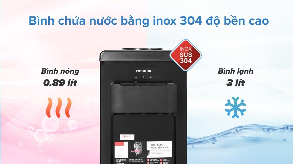 Dung tích bình chứa lớn, chất liệu Inox 304 an toàn cho bạn thoải mái sử dụng