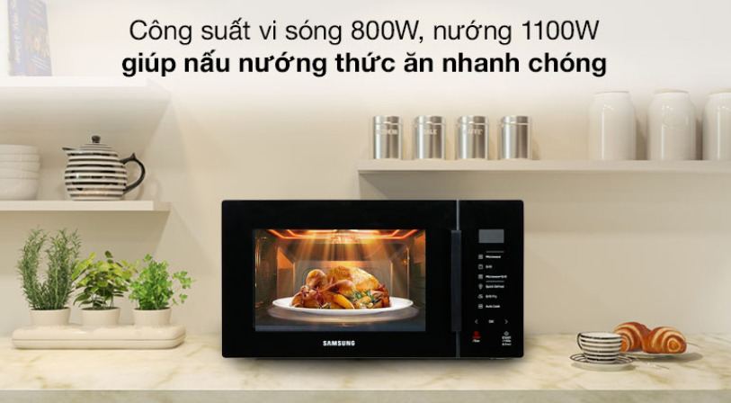 Công suất vi sóng 800W, nướng 1100W nấu nướng nhanh chóng, tiện lợi hơn Công suất vi sóng 800W, nướng 1100W nấu nướng nhanh chóng, tiện lợi hơn