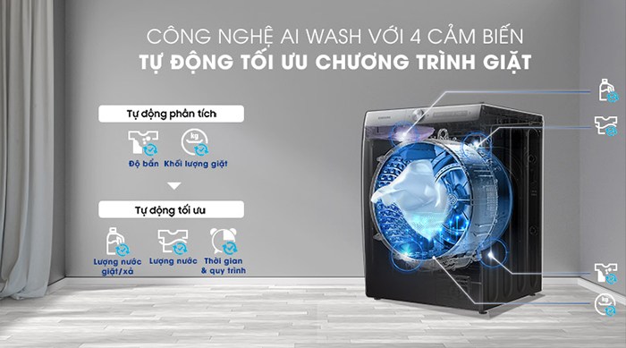 Máy giặt lồng ngang Samsung AI 14KG WD14TP44DSB/SV