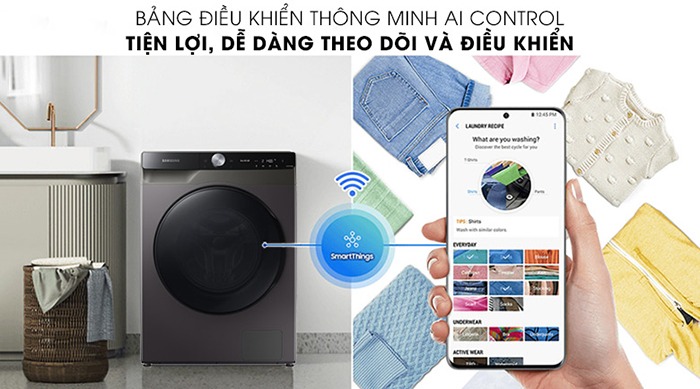 Máy giặt lồng ngang Samsung AI 14KG WD14TP44DSB/SV