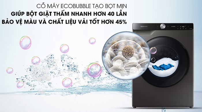 Máy giặt lồng ngang Samsung AI 14KG WD14TP44DSB/SV