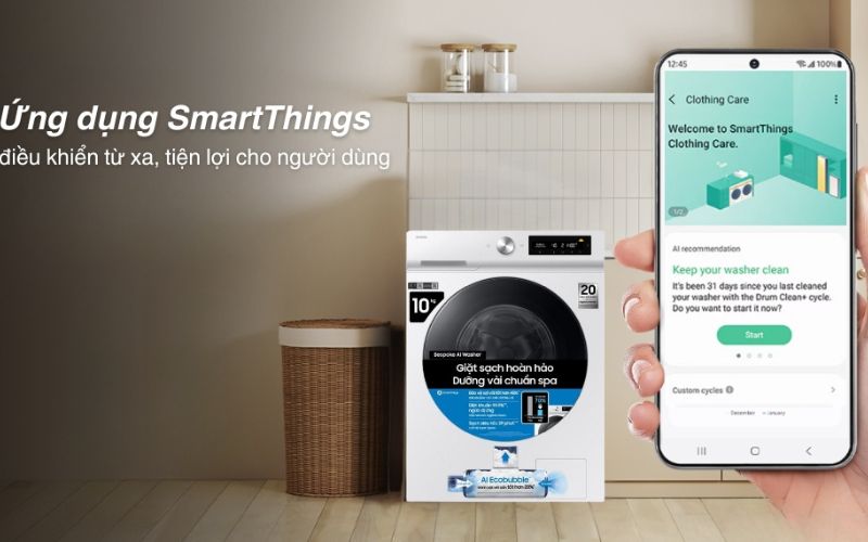 may giat samsung bespoke ai ecobubble inverter 10 kg ww10db7u34gwsv hinh5 1