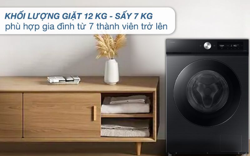Công suất lớn, 20 chương trình phục vụ tốt nhu cầu giặt sấy của mọi nhà
