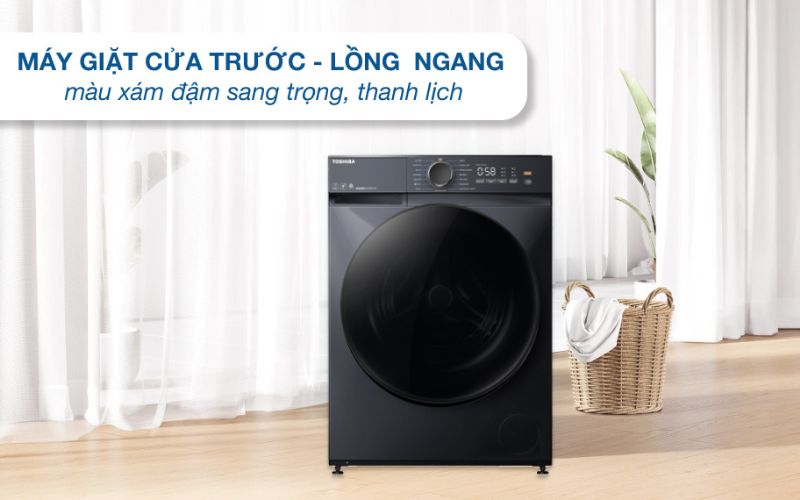 Chiếc máy giặt Toshiba hiện đại lắp đặt hài hòa với mọi không gian