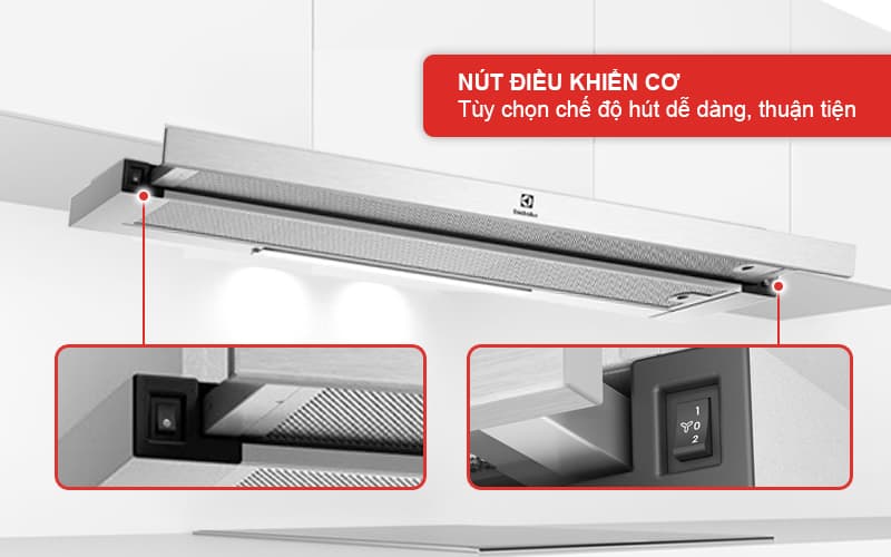 Các nút điều khiển phím cơ đơn giản điều chỉnh nhanh giữa 2 mức gió