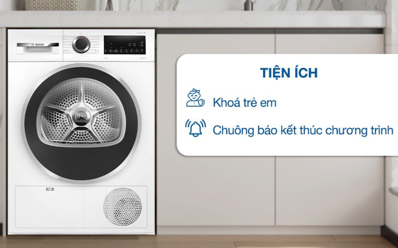 Các tính năng tiện ích cho trải nghiệm sấy khô quần áo tiện nghi hơn Các tính năng tiện ích cho trải nghiệm sấy khô quần áo tiện nghi hơn