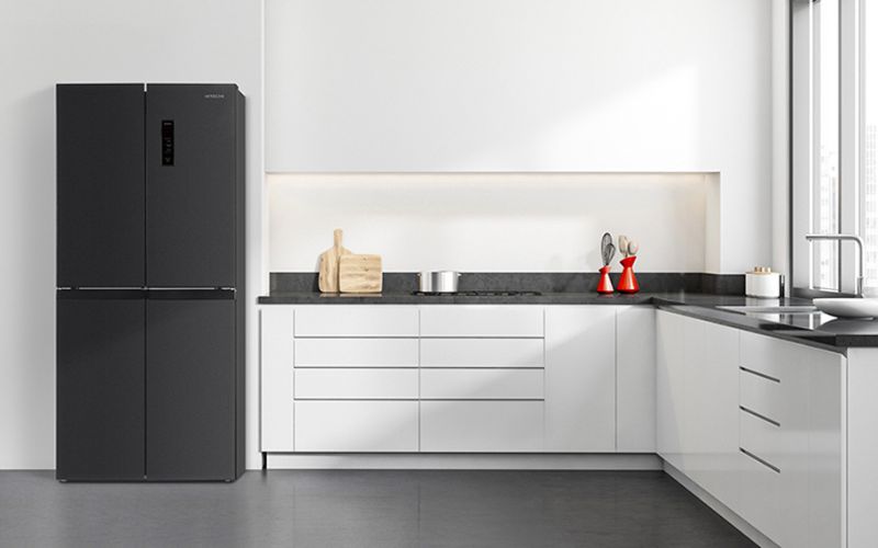 Chiếc tủ lạnh Multi Door nhà Hitachi hiện đại, dung tích 466 lít nổi bật gian bếp Chiếc tủ lạnh Multi Door nhà Hitachi hiện đại, dung tích 466 lít nổi bật gian bếp