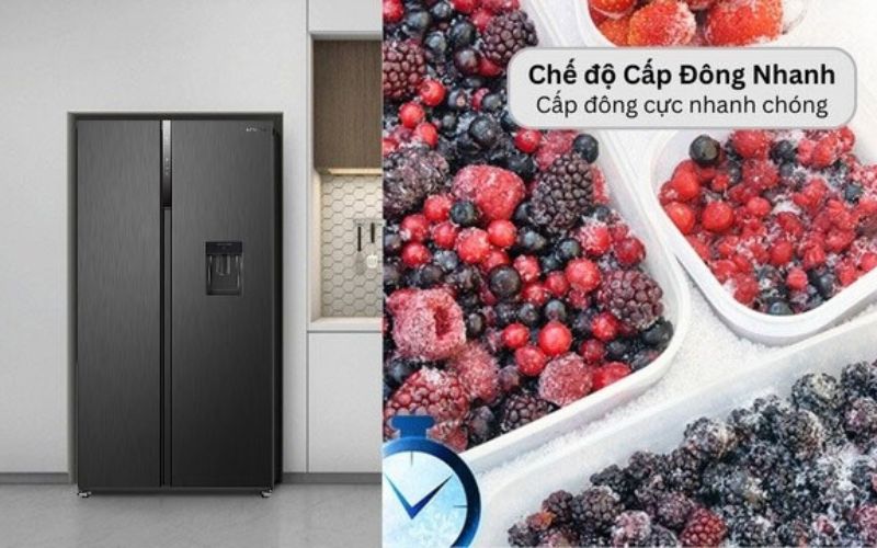 Chức năng cấp đông nhanh đảm bảo độ tươi ngon, hạn chế hư hỏng
