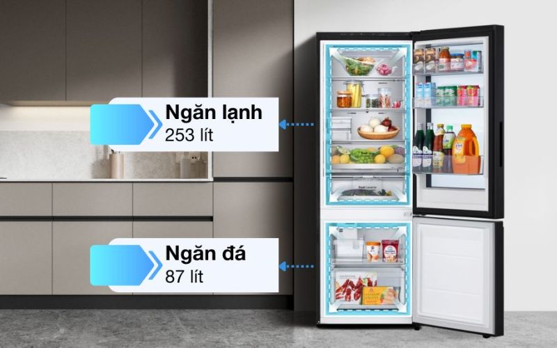 tu lanh lg inverter 340 lit instaview lbb33bgmai hinh2