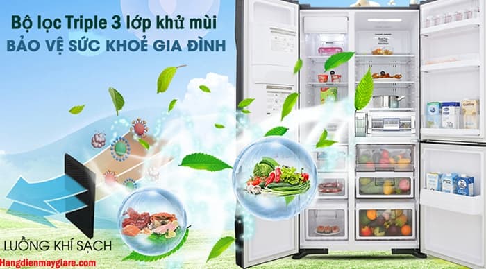 Tủ lạnh Side by Side Hitachi Inverter 569 Lít R-MY800GVGV0