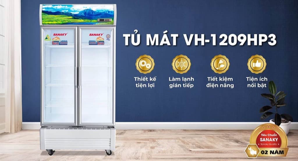 Chiếc tủ mát đứng 2 cánh hiện đại, bền đẹp hài hòa với mọi không gian