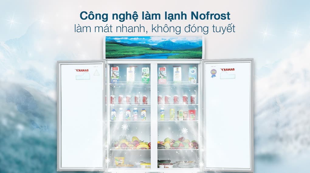 Công nghệ Nofrost lan tỏa hơi lạnh nhanh, đồng đều khắp tủ