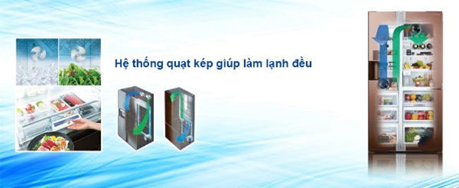 Những công nghệ nổi bật của chiếc tủ lạnh 4 cánh Hitachi R-W660PGV3 (GBW) - hệ thống làm lạnh kép