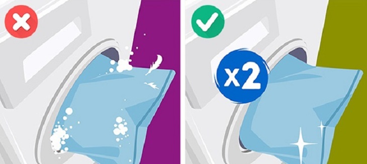 Chỉ giặt một lần cho gối và chăn