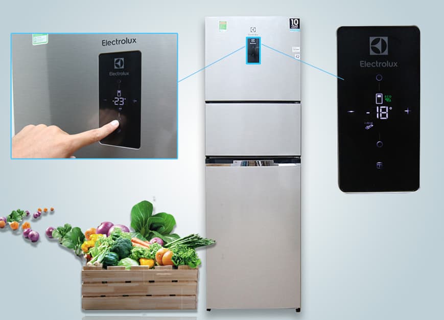 1812 tu lanh inverter electrolux bang dieu khien dong 3 cua