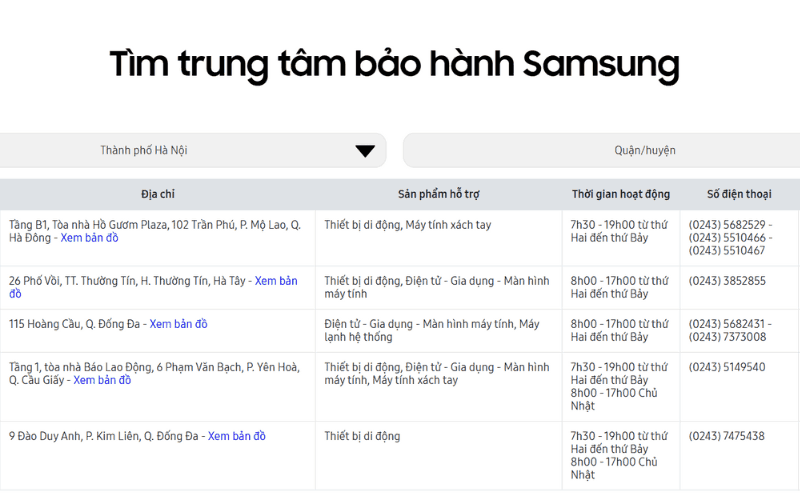 Dễ dàng thấy trung tâm bảo hành điều hòa Samsung bằng bộ lọc