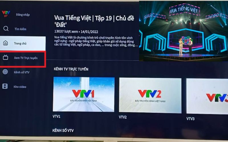 Ứng dụng VTV Go cho phép người dùng xem truyền hình trực tiếp từ nhiều kênh khác nhau