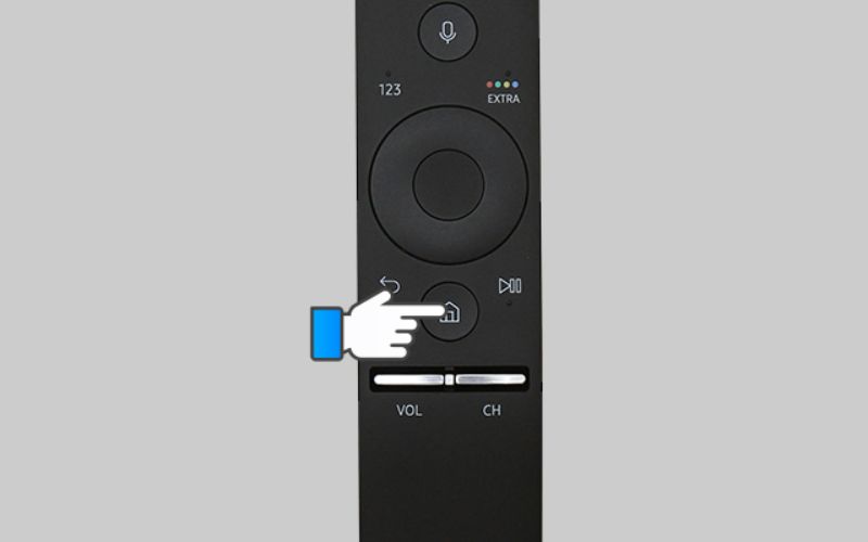 Ấn nút Menu hoặc Home (biểu tượng ngôi nhà) trên điều khiển từ xa của tivi Samsung