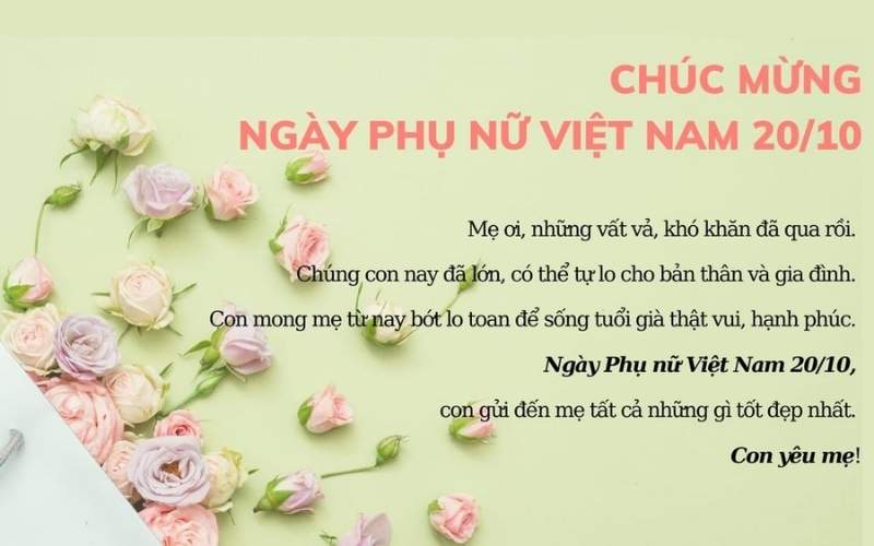 Mẫu thiệp chúc mừng 20/10 tặng mẹ đẹp