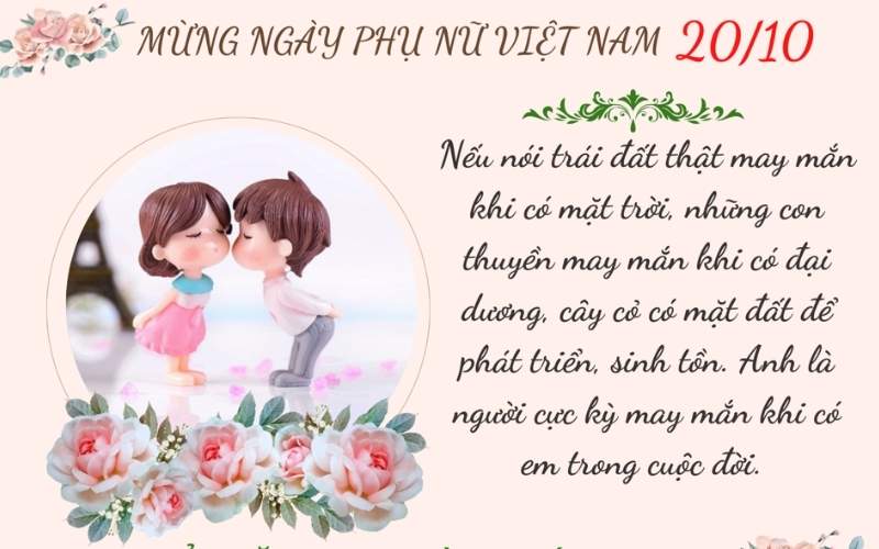 Mẫu thiệp chúc mừng 20/10 cho vợ đẹp, độc